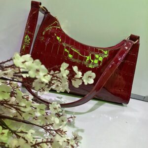 crimson Luxe - Croc Textured Shoulder Bag
